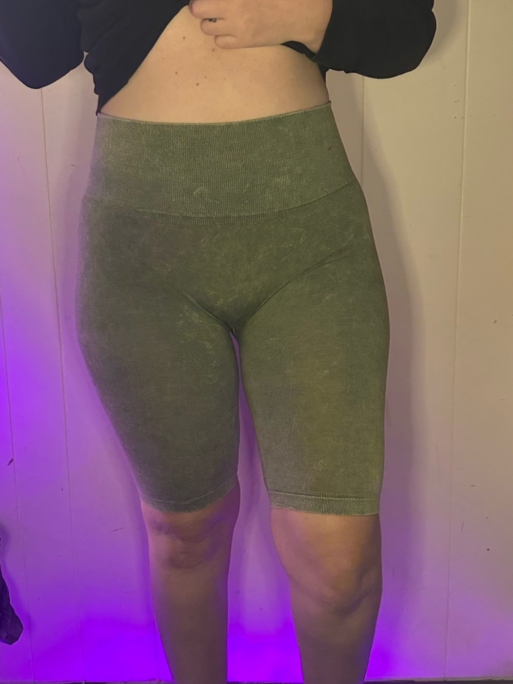 shosho Olive Green Athletic Biker Shorts